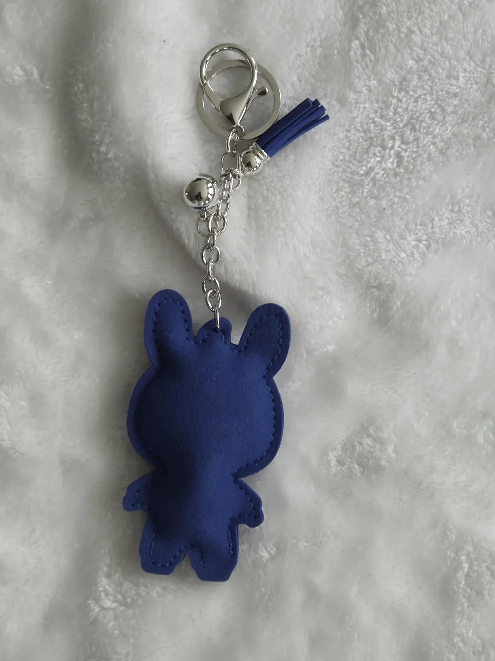 Blue Labubu Rhinestone Bunny Keychain with Gold Accents Bag Charm - Picture 3 of 4
